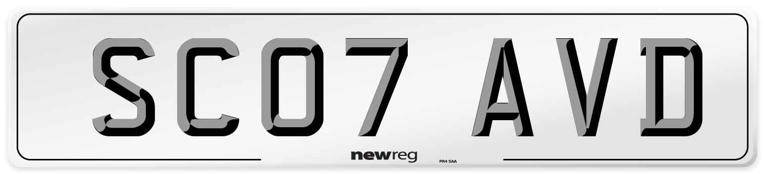 SC07 AVD Number Plate from New Reg